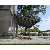 Palram - Pergola à adosser en aluminium et polycarbonate gris Capri 3 x 8.6 m