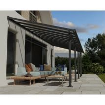 Palram - Canopia Olympia Pergola Addossata in Alluminio 3X8.6 m Grigio
