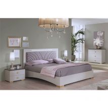 Altobuy - panaca - Chambre 160x200cm Crème et Bronze + Leds