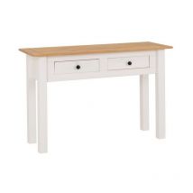 Panama 2 Drawer Console Table - L40 x W110 x H72.5 cm - White/Natural Wax