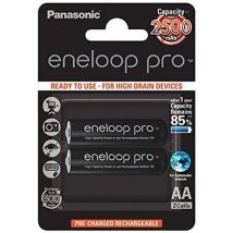 Panasonic Bk-3hcde-2be Eneloop Pro Batterie Ricaricabili Aa Nimh 2500 Mah 1,2 V 500 Cicli 2 Pezzi