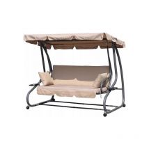 Viking Choice - Panca altalena - altalena da giardino - con schienale ribaltabile - beige
