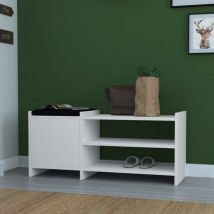 Panca con Scarpiera 100x44h cm con anta e ripiani colore bianco - Sunno