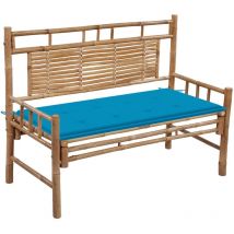 Furniture Limited - Panca da Giardino con Cuscino 120 cm in Bambù