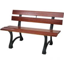 HHG - Panca panchina da giardino terrazza 692 legno ghisa, 2 posti 125cm marrone