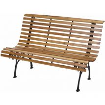 Hegele - non utilizzato] Panca panchina giardino esterno terrazza elegante HHG-695 legno ghisa 2 posti 122cm legno chiaro