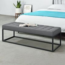 Pro.tec - Panca per Interni Salta Ottomana Imbottita Trapuntata 120x40x38 cm Grigio