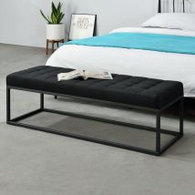 Panca per Interni Salta Ottomana Imbottita Trapuntata 120x40x38 cm Nero Pro.tec