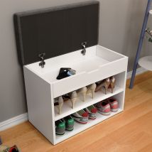 Livinity - Panca scarpiera da ingresso Titus, Bianco, 60 x 45 cm con ripiano, Vicco