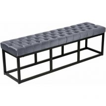 CLP - Panca Polson velluto nero grigio 150 cm