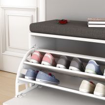 Panca scarpiera da ingresso Georg, Bianco, 60 x 49.5 cm con ripiano, Vicco