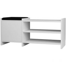 Decortie - Panca Scarpiera Ingresso Casa 2 Ripiani Porta Scarpe con Anta e Cuscino Bianco