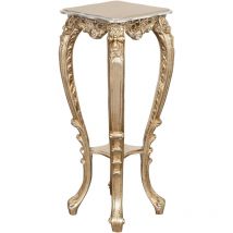 Panchetto Tavolino alto stretto portavaso interno 87x34x37 cm Piedistallo piante argento Portavasi interno alti in stile barocco