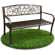 Akord - Panchina da giardino bruna irys con gambe in acciaio e schienale in ghisa larghezza 127 cm