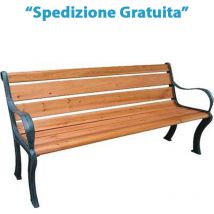 Panchina Domus Sila in ghisa e doghe in legno 157 x 60 cm panca 2/3 persone da esterno giardino