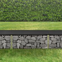 Panchina Gabbione Metallico con Seduta in wpc 100 x 30 x 45 cm - Nero Pro.tec