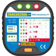 Pancontrol.at - Pancontrol Steckdosenprüfer pan Schukotest fi Test 30mA, Steckdosenprüfgerät mit LED-Anzeige, 220-250V, für Schutzkontakt-Steckdosen