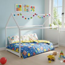 Weber Industries - Lit cabane panda 90x190 + 1 sommier / Blanc/ 195x134x97