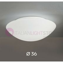 Pandora Plafoniera Rotonda in Vetro Soffiato Bianco D.36
