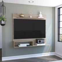 Tuhome Concept - Panel de Entretenimiento de Pared Beijing con estante superior , 119.88 cm x 139.7 cm x 31.49 cm , Beige