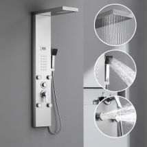Panel de hidromasaje Auralum Ducha de acero inoxidable cepillado con rociador y rociador para baño (Panel de ducha)