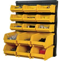 Artplast - Panel en polipropileno l 323 x P17 x H385 mm + 9 contenedores 10x9,5x5 cms + 6 contenedores 10,3x16,6x7,3 cms - Negro / Amarillo