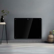 Futura - 1000W Electric Glass Panel Heater Black Programmable Thermostat and Timer