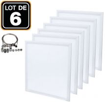 Europalamp - Panel led 600 x 600 40 w lote de 6 piezas pmma blanco frío 6000 k + 6 kits cables de suspensión Paneles led