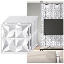 Vingo - Panel mural 3D para pintar - paquete de 1,08 m² - lote de 12 piezas - 0,3 x 0,3 m - Blanco
