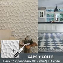 Wallart - Paneles decorativos 3D Gaps Panel de pared + Pegamento