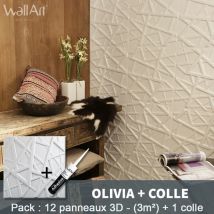 Wallart - Paneles decorativos 3D Olivia Panel de pared + Pegamento