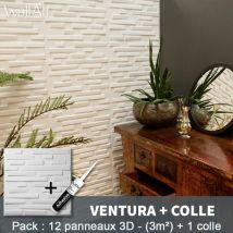 Wallart - Paneles decorativos 3D Ventura Panel de pared + Pegamento
