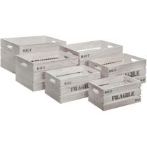 Atmosphera Créateur D'intérieur - Set de 6 caisses Jour cagette gris