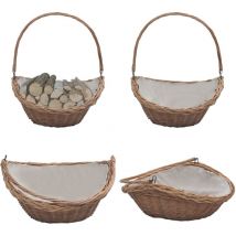 Panier à bois de chauffage avec poignée 57x46,5x52 cm Marron - Paniers À Bois - Panier À Bûches - Rangement Cheminée - Décoration Rustique - Panier