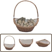Panier à bois de chauffage avec poignée 57x46,5x52 cm Marron - Paniers À Bois - Panier À Bûches - Rangement Cheminée - Décoration Rustique - Panier