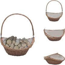 Panier à bois de chauffage avec poignée 57x46,5x52 cm Marron - Paniers À Bois - Panier À Bûches - Rangement Cheminée - Décoration Rustique - Panier