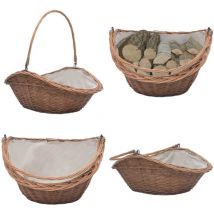 Panier à bois de chauffage avec poignée 60x44x55 cm Saule - Paniers À Bois - Panier À Bûches - Rangement Cheminée - Décoration Rustique - Panier