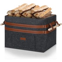 Panier à Bois de Cheminée, Panier à Bûches en Feutre,Panier à Bûches en Feutre Pliable,Sac Bois cheminée pour bois, journaux, bois de