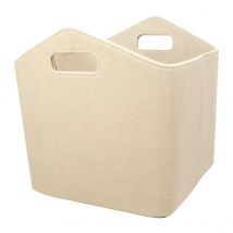 Panier à bûches en feutre beige