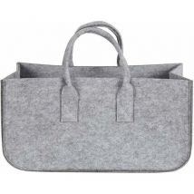 Panier à bûches pliable en feutre pour cheminée, sac de transport pour bois de cheminée, panier de rangement (gris)