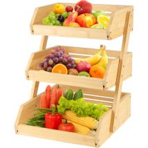 Skecten - Panier à Fruit, Corbeille à Fruit à 3 Niveaux, Corbeille à Fruits en Bambou, Rangement Cuisine, Garde Manger, Support De Bol à Fruits et