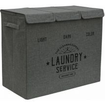 Panier a Linge 3 Compartiment - 84L Trieur de Linge avec Couvercle - Bac a Linge - grau