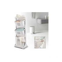 Panier À Linge 3 Compartiments, Panier À Linge Multi-Niveaux En Plastique, Trieur De Linge Panier À Linge Petit, Panier À Linge, Panier À Linge