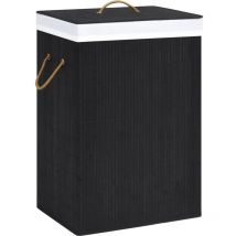 Panier à linge avec 2 sections bambou 72 litres noir