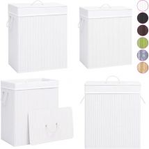 Panier à linge avec 2 sections bambou blanc 100 L - panier à linge - paniers à linge - Home & Living