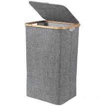 Fei Yu - Panier à linge avec couvercle, paniers à linge sale en bambou avec poignée, panier à linge pliable pour clo