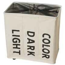 Promo Linge - Panier à linge avec roues – Corbeille à Linge en Tissu – Idéal petit espace – Panier à Linge sale avec Filet Protecteur - 34 x 54 x 53
