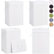 Vidaxl - Panier à linge avec une seule section bambou blanc - panier à linge - paniers à linge - Home & Living - Blanc