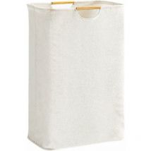 Panier a Linge Beige , Panier à Linge Grande Capacité Pliable Tissu Oxford avec Manche en Bois, Corbeille a Linge - Ahlsen
