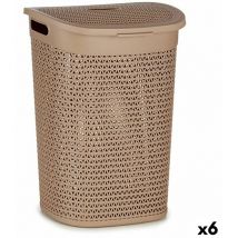 Panier à linge en plastique beige 60 l 43,5 x 57,5 x 34 cm (6 pièces)